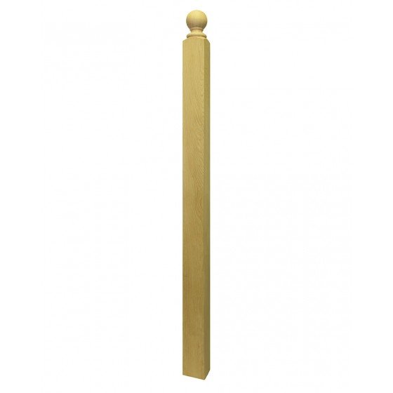Plain Square Solid Newel Post With Chamfer Ball Cap Pine